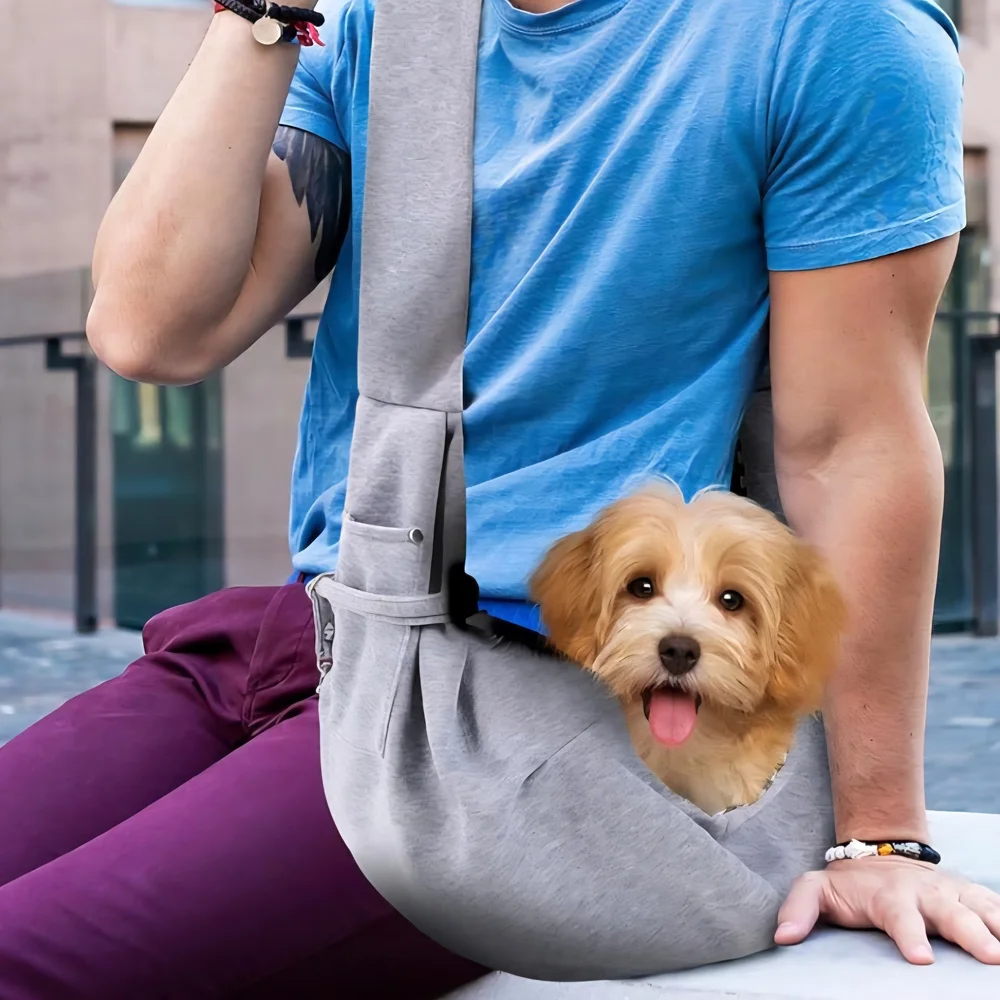 Gray Dog Travel Sling Carrier for Easy Pet Transport